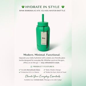 Bink Green Borosilicate Glass Water Bottle